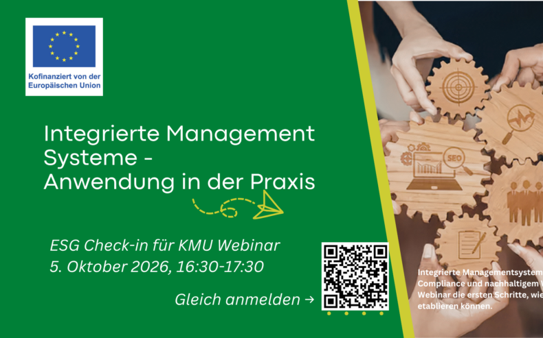 Plakat für Webinar integrierte Management Systeme - Anwendung in der Praxis.