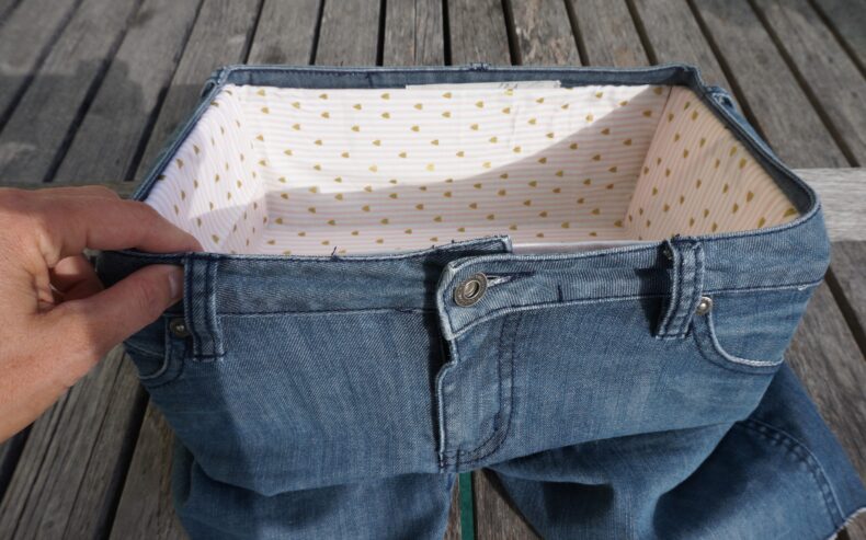 Jeansbox aus alten Jeans selber machen