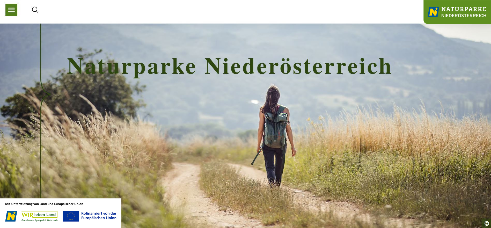 Screenshot Webseite Naturparke NÖ