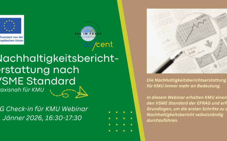 Grafik zur Veranstaltung Nachhaltigkeitsberichterstattung für KMU – VSME-Standard