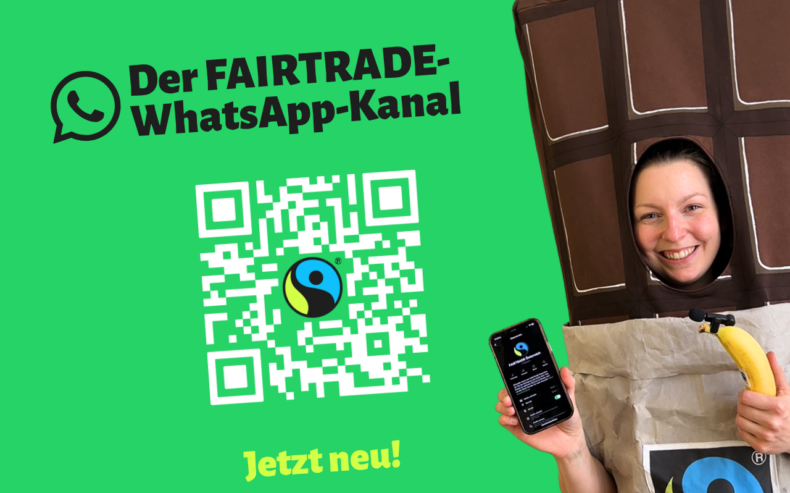 Grafik zum WhatsApp Kanal von FAIRTRADE