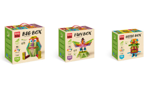 Drei verschiedene Bioblo Spielsteine - Boxen.