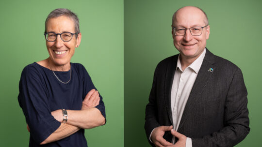 Johanna Mang (Vorstandsvorsitzende) und Geschäftsführer Hartwig Kirner von FAIRTRADE Österreich