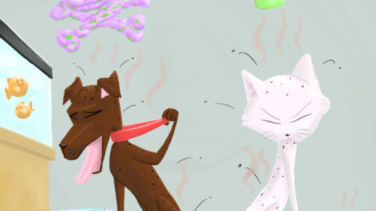 Cartoon - Flöhe auf Hund und Katze