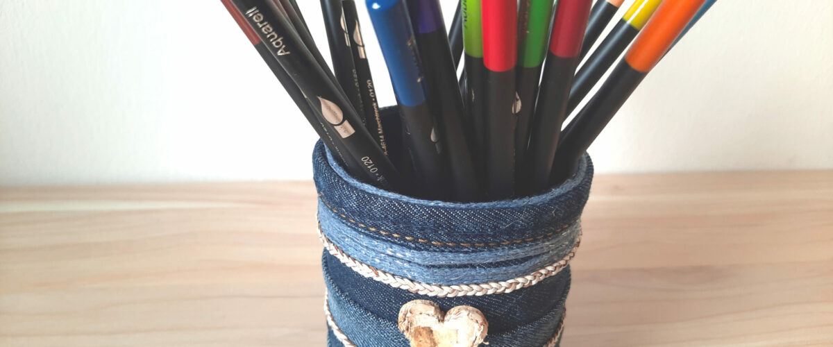 DIY Jeansdose mit Buntstiften